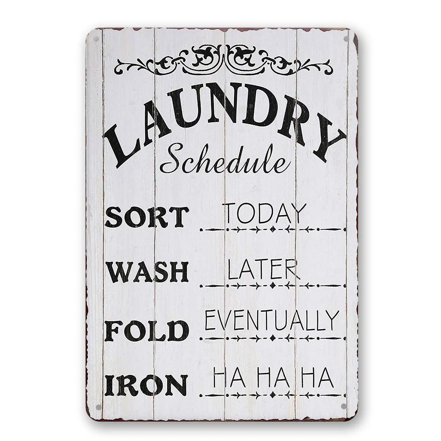 Kalynvi Laundry Room Vintage Metal Sign Laundry Schedule White Decorative Signs Wash Room Home Decor Art Signs 7.9X11.8 Inch