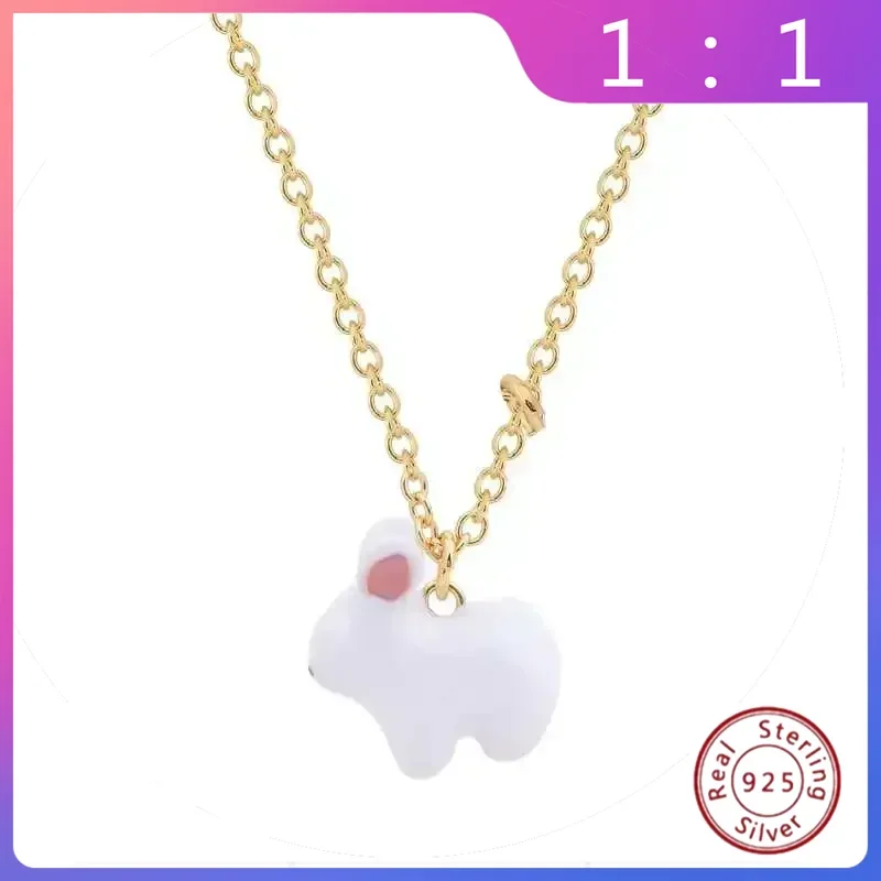 

Серебряное ожерелье S925 премиум-класса с кроликом и Сатурном, модное, элегантное, милое, для вечеринок