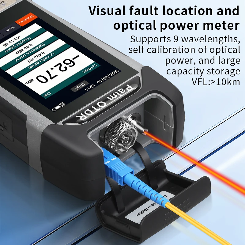 Reflectómetro KP600 OTDR de 90 km con pantalla táctil Mapa de eventos OPM VFL RJ45 Probador 22/24 dB 1310 nm 1550 nm 1610 nm 1625 nm (opcional)