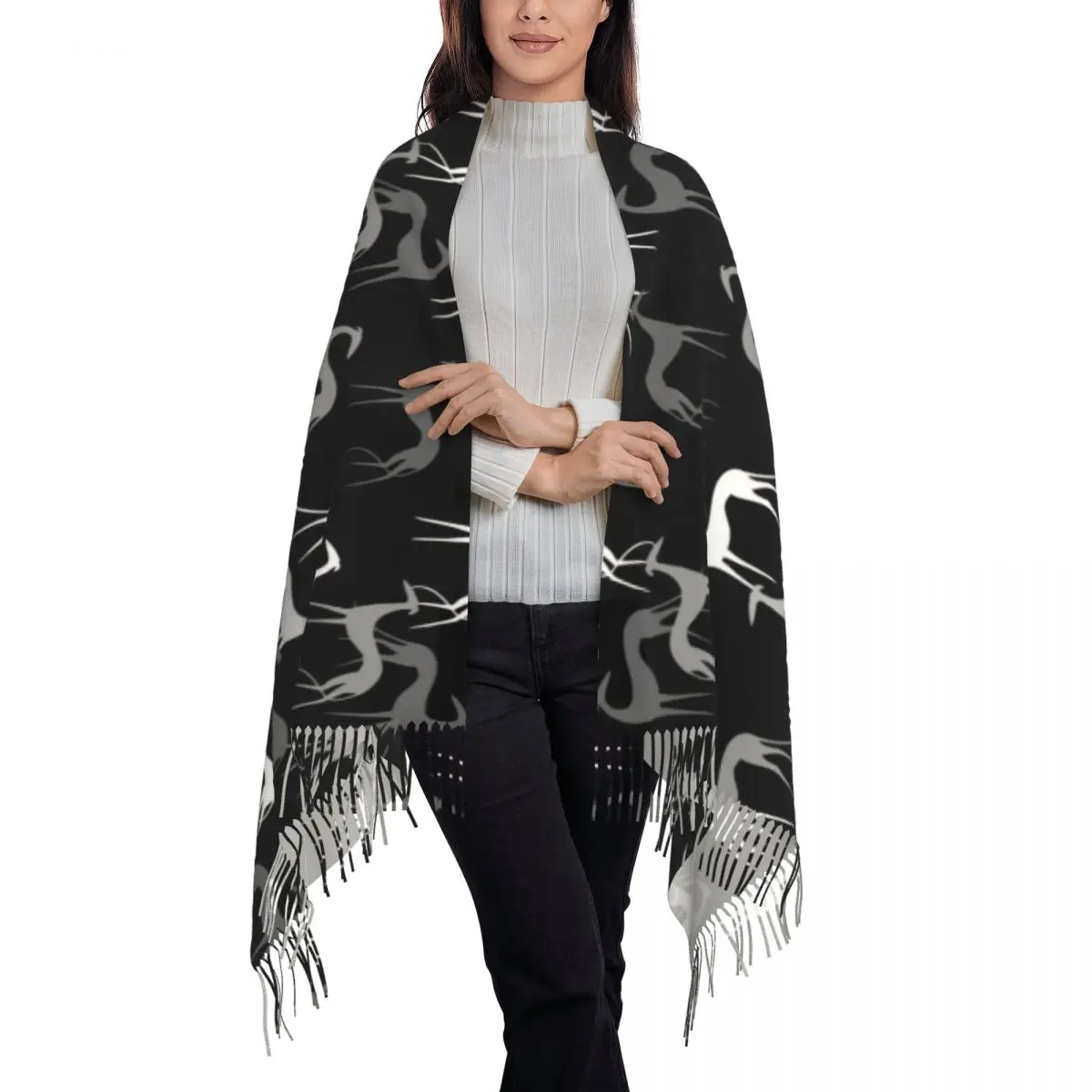 Custom Cute Sighthounds Scarf Wrap Women Long Winter Warm Tassel Shawl Unisex Greyhound Whippet Dog Scarves