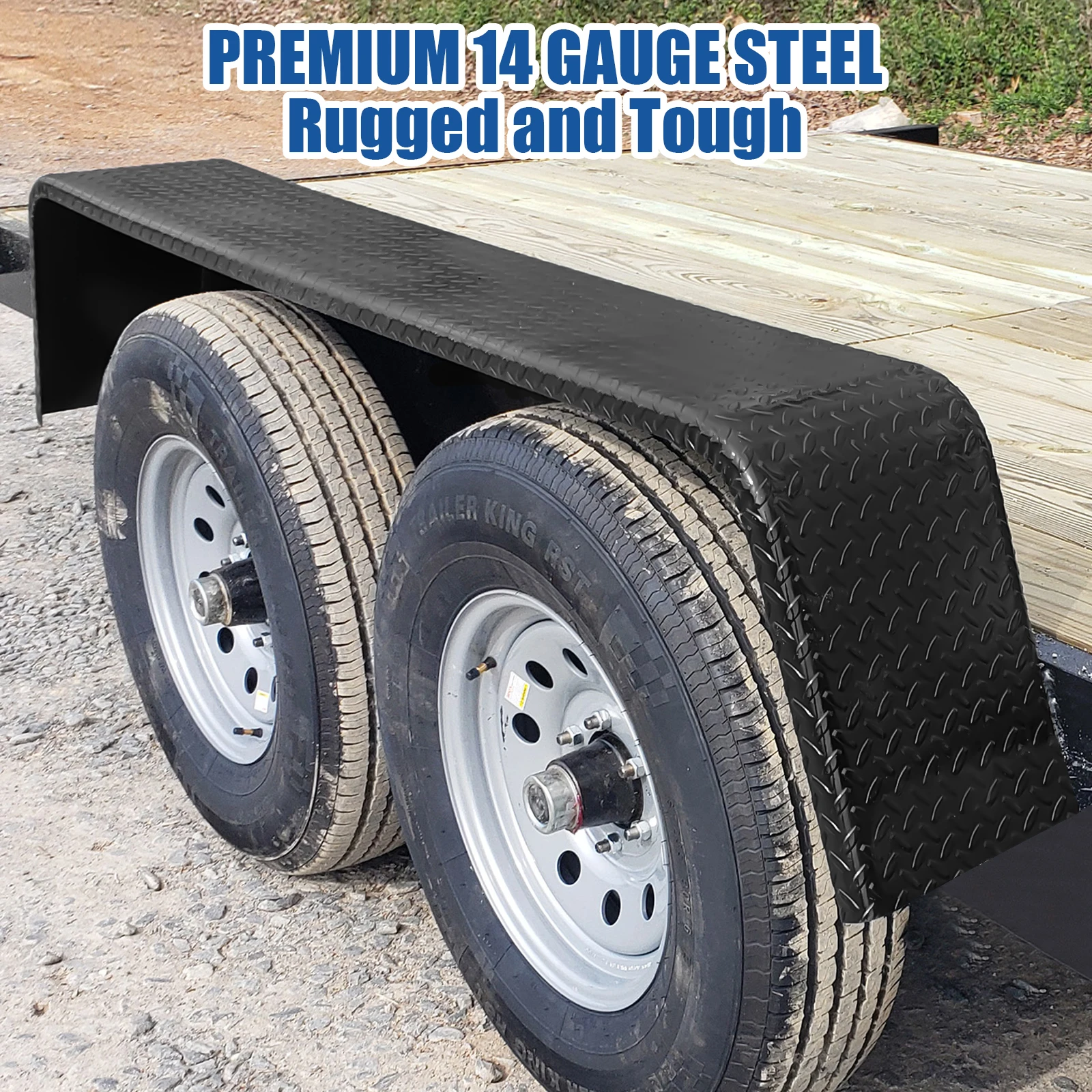 2Pcs Trailer Fenders, Heavy Duty Plate Steel Fenders for 13