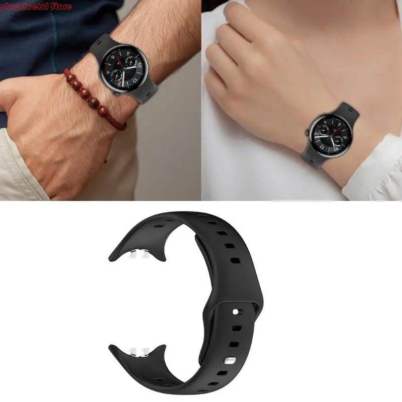 E8BA 세련된 통기성 통기 실리콘 손목 스트랩 땀 방지 웨어러블 팔찌 5 일상 사용 퀵 릴리스 벨트 편안함