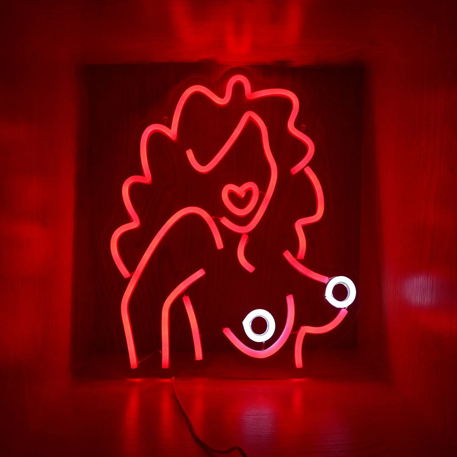 Sexy Redhead Woman Neon Sign Peito e Boobs LED Light, USB Power, Dimmable Body Lights, Presentes para meninos e meninas