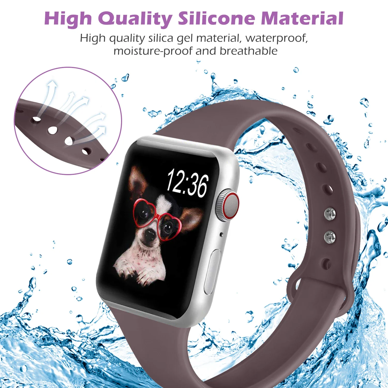 Модный силиконовый ремешок для Apple Watch, ремешок для iwatch women 10/9/8/7/6/5/4/3/2 SE slim 38 мм 40 мм 41 мм 42 мм 44 мм 45 мм 46 мм 49 мм