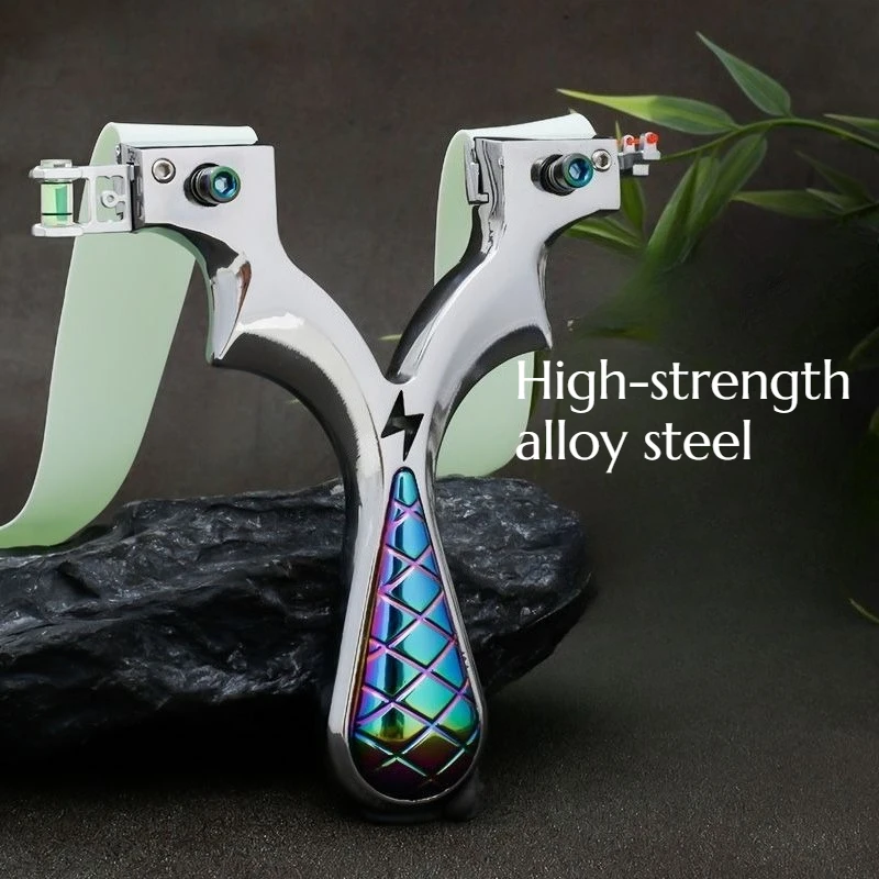 

High Quality High-precision Metal Slingshot A Powerful Adult Outdoor Camping Hunting Tool with Upgraded Flat Rubber Bands