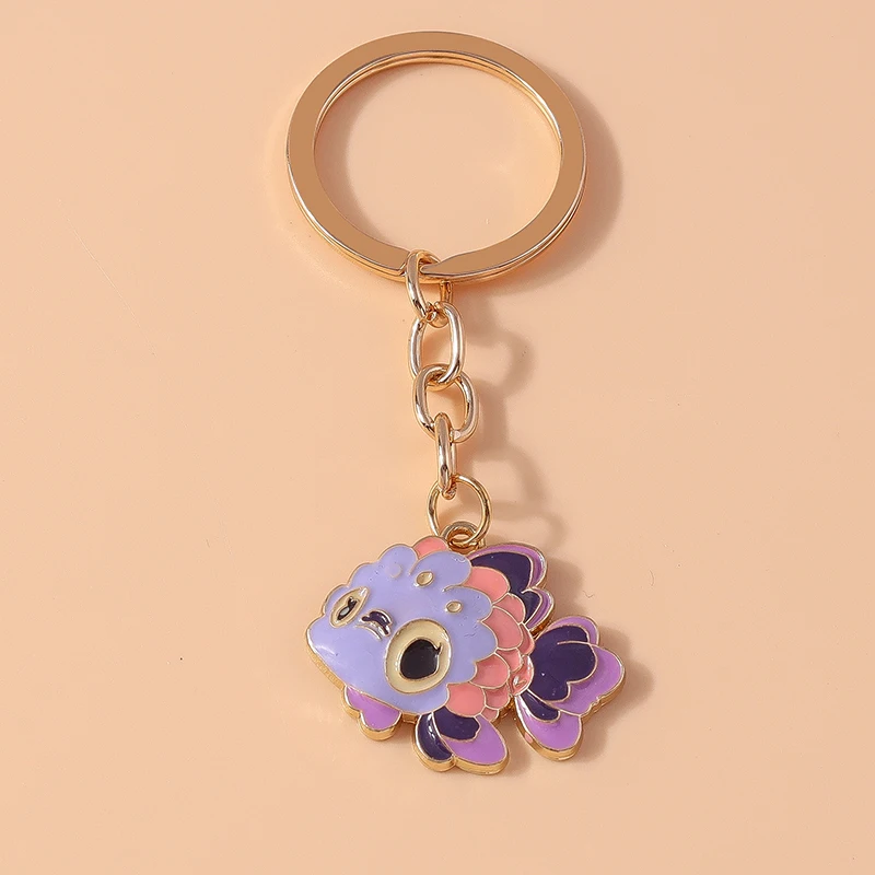 Aihua Niedlicher Emaille-Goldfisch Schlüsselanhänger für Frauen und Mädchen, Handtaschen-Deko, DIY-Schmuckzubehör – Detail 7