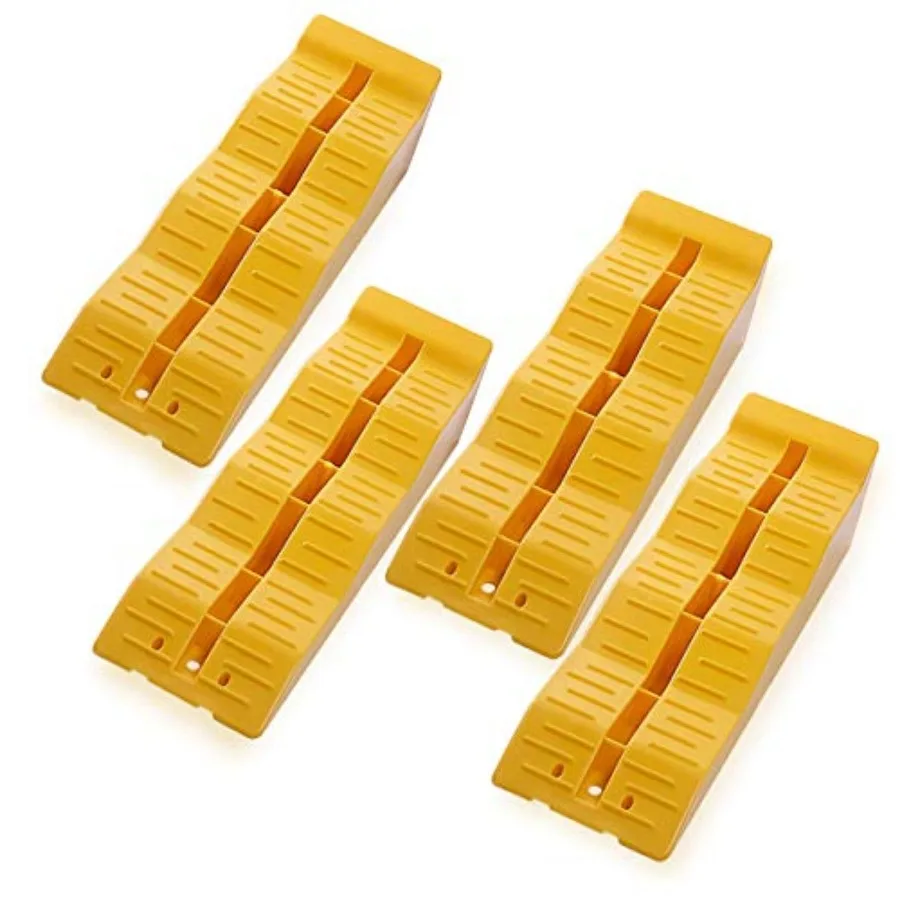 

Automotive Leveling Ramps - 4 Packs Premium Quality Camper Trailer SUV Car Wheel Chocks Leveler Stabilizer on Uneven Ground- Gr