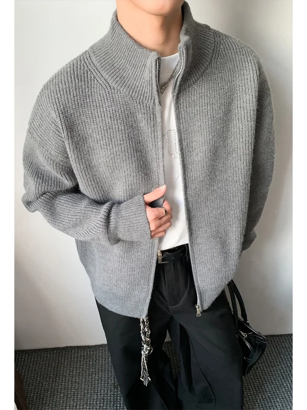 

Мужской вязаный кардиган-свитер в американском стиле, повседневный, на молнии, с длинными рукавами, мягкий, удобный, из смеси полиэстера и нейлона