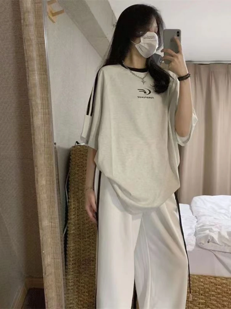 HOUZHOU Korean Style Oversize White Jogging Sweatpants Women Hippie Kpop Streetwear Basic Striped Sports Pants Harajuku Trousers