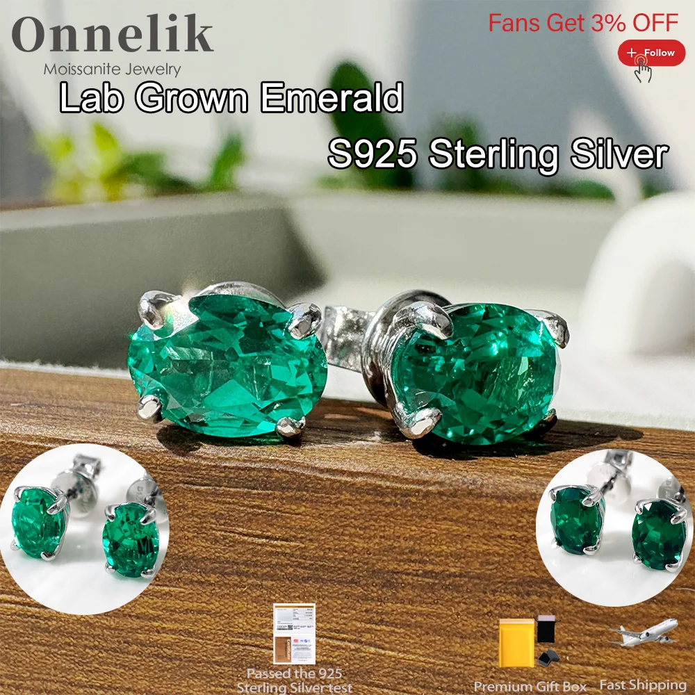 

Onnelik 1/2 карата настоящие серьги с изумрудом Columbia/Zambian, стерлинговое серебро S925 для женщин, подарок на свадьбу, ювелирные изделия