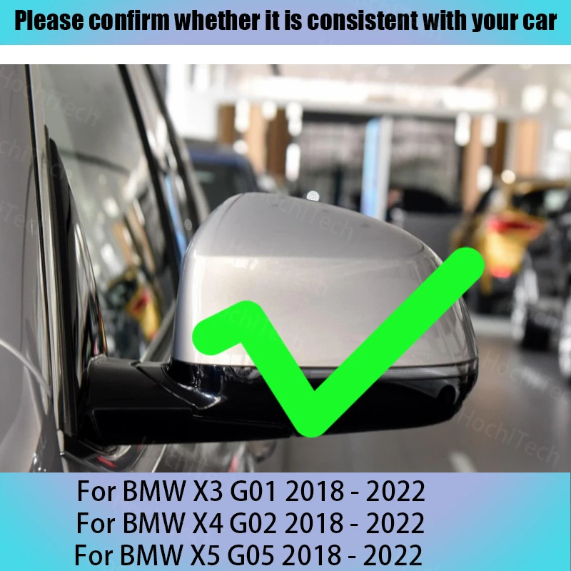 Bright Glossy Carbon Fiber Pattern Rearview Mirror Cover Caps for BMW X5 G05 2018-22 xDrive30i 40i 45e 50i 25d 30d 40d M50i M50d