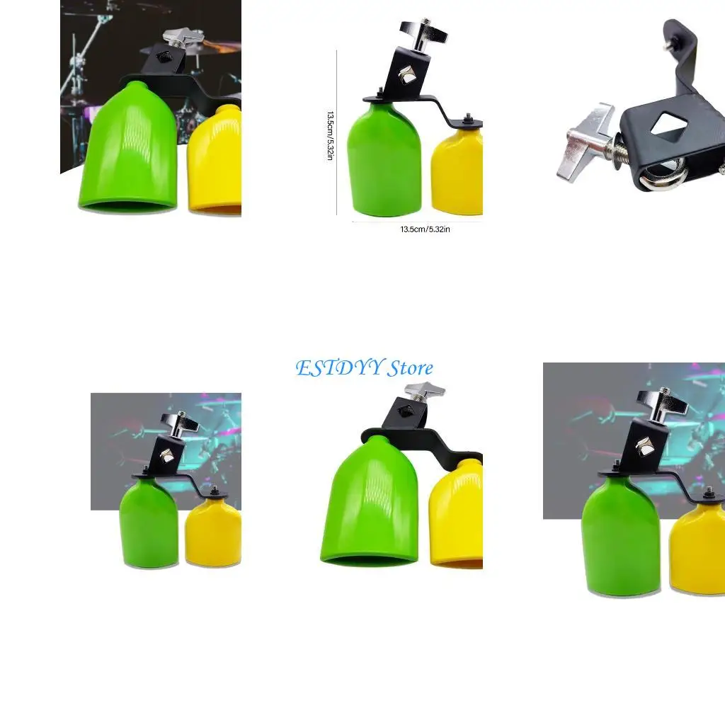 

G6DE Double Mounted Bells Percussion Instruments Bicolor Cowbell High and Low Tones