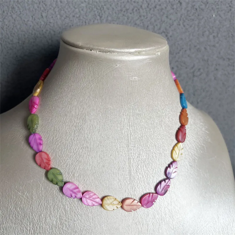 9*13mm Leaf Shell Necklace Beads Natural Colorful Mother Of Pearl Jewelry Spain Hot Sale Boho MOP Beach Hot Sale