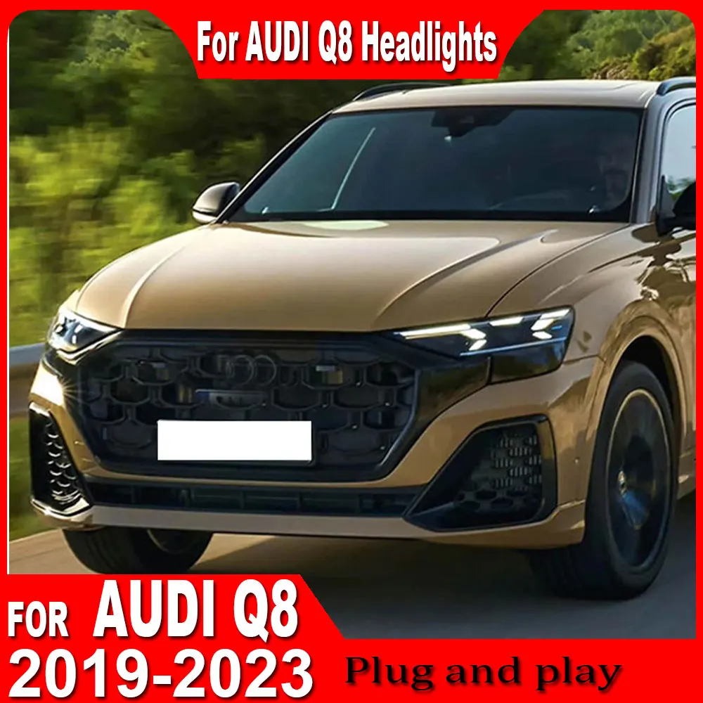 Car headlightfor fo Audi Q8 2019 2020 2021 2022 2023 Q8 headlight  assembly modification LED daytime running light Plug and play