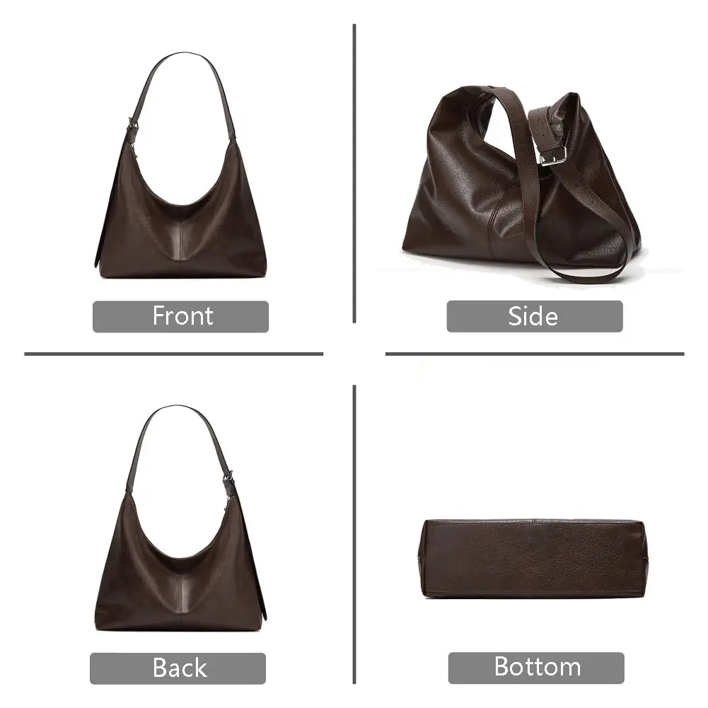 Slouchy Tote Bags for Women Retro Vegan Leather Shoulder Crossbody Bag Faux Leather Handbag Purse Satchel Soft Leather Bag