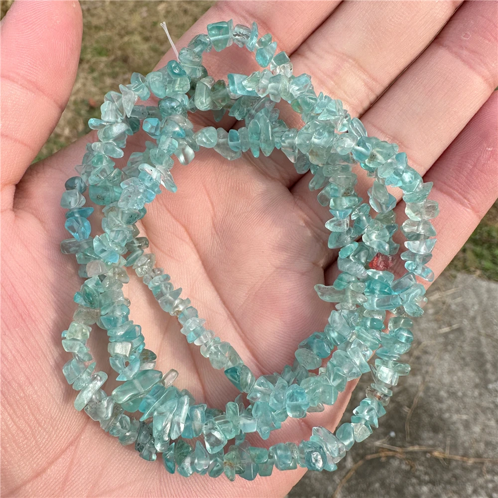 Quality Natural Genuine Raw Mineral Blue Transparent Apatite Fluorapatite Chip Nugget Beads Free Form Loose Rough Beads 3-5MM