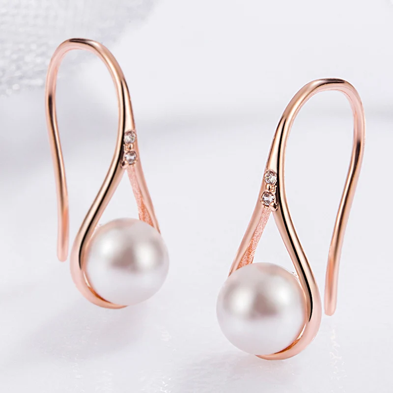 Korean Minimalist Earrings For Women Fashionable Commuting Pearl Earring 925 Sterling Silver Water Droplet Ear Hook KOFSAC