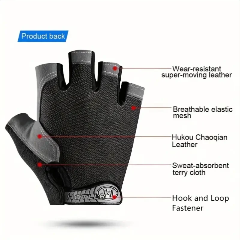 Sports Half Finger Gloves, Unisex Outdoor Cycling & Mountaineering Gloves, Fitness Breathable Shock Absorbent Non-slip Gloves