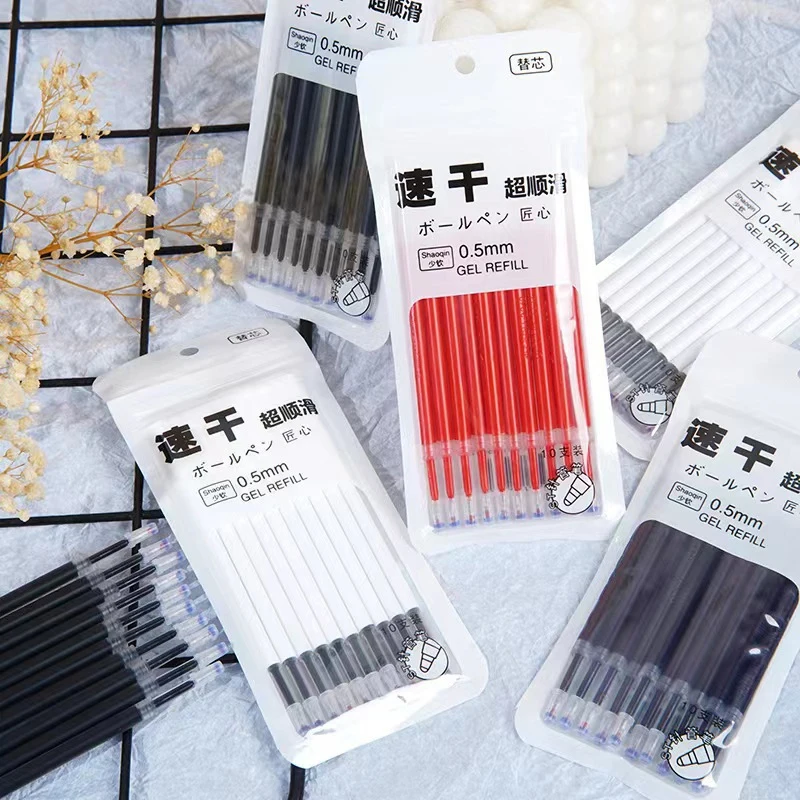 하이 퀄리티 ST 팁 중립 펜 리필, 빠른 건조 중립 펜 리필 문구 세트, 프레스 볼펜 리필, 10 개