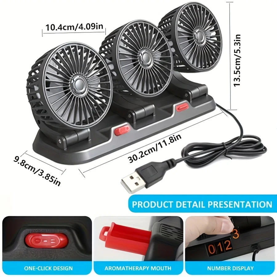 USB Powered Portable Car Fan, Strong Wind Silent, Desktop Exhaust 2-In-1, Fit Home Outdoor Office School, P D&S, Gift For Car
