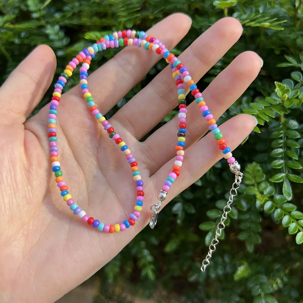 1PCS New INS Chain Colorful Pendant Necklace For Women Exquisite Ocean Collarbone Chain Cute Jewelry Gift Vacation Cheap Item