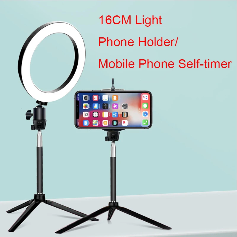 Dimmable Ring Light 16CM Led Selfie Ringlight Photo Photography Lighting With Mobile Phone Self-Timer Tripod For Youtube Video