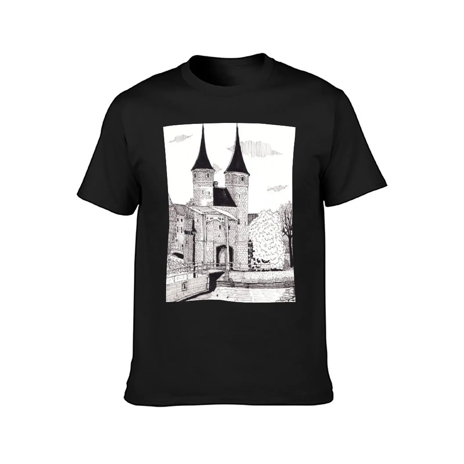 Oosterpoort Delft Netherlands - Eastern Gate Delft City Travel Art T-Shirt summer tops shirts graphic tees tops t shirt men