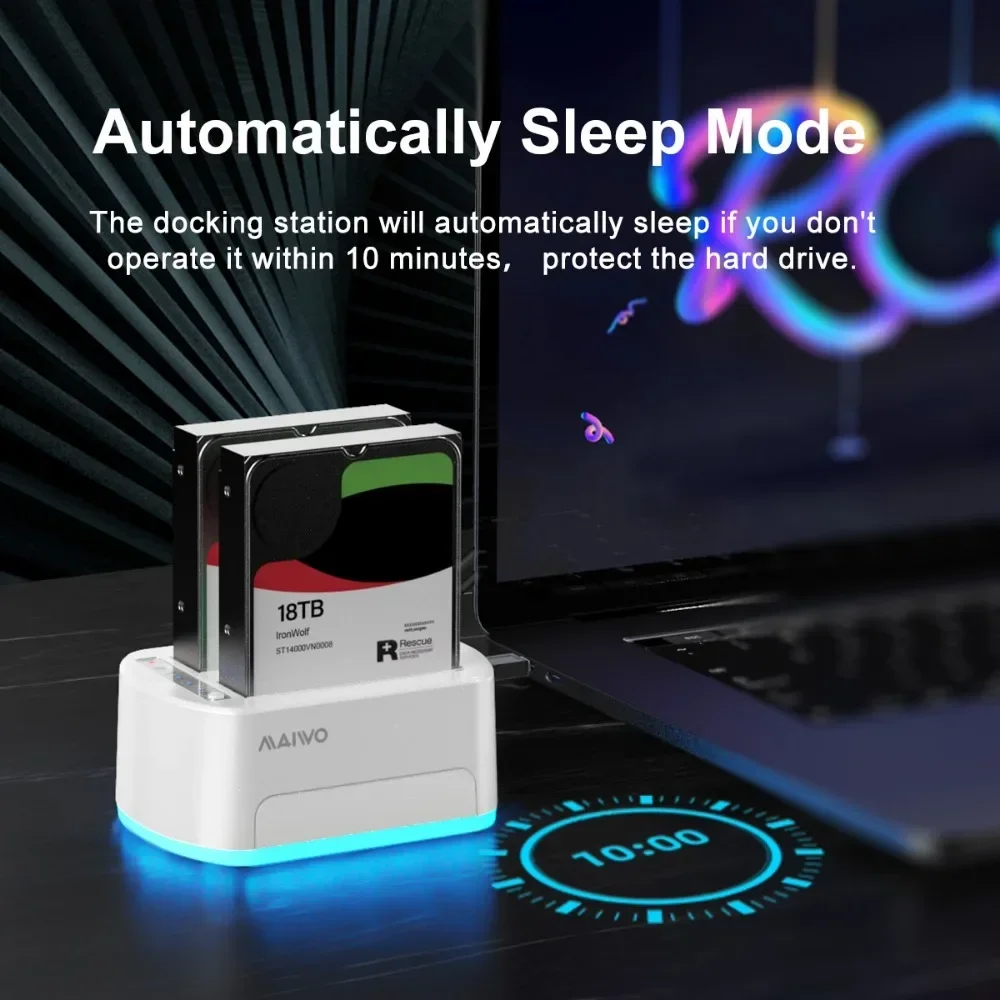 MAIWO 2.5 ''/3.5'' Mendukung Offline Clone HDD SSD Case USB3.0 Ke SATA Hard Drive Duplikator Docking Station untuk RGB Lampu Warna-warni