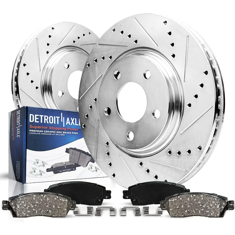 

Detroit Axle - Front Brake Kit for Impala Malibu Equinox GMC Terrain LaCrosse Regal Allure Saab 9-5 Drilled Slotted Disc Brake