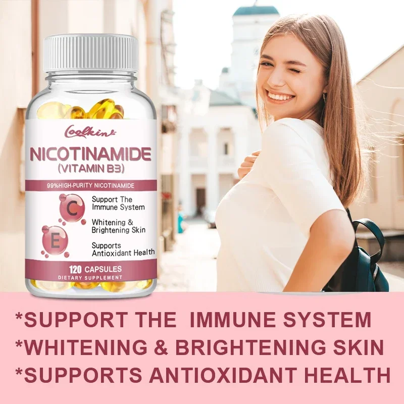 Niacinamide Whitening Capsules - Contains Vitamin B3 To Support Healthy Skin and Immune System, Reduce Wrinkles, Gluten-free