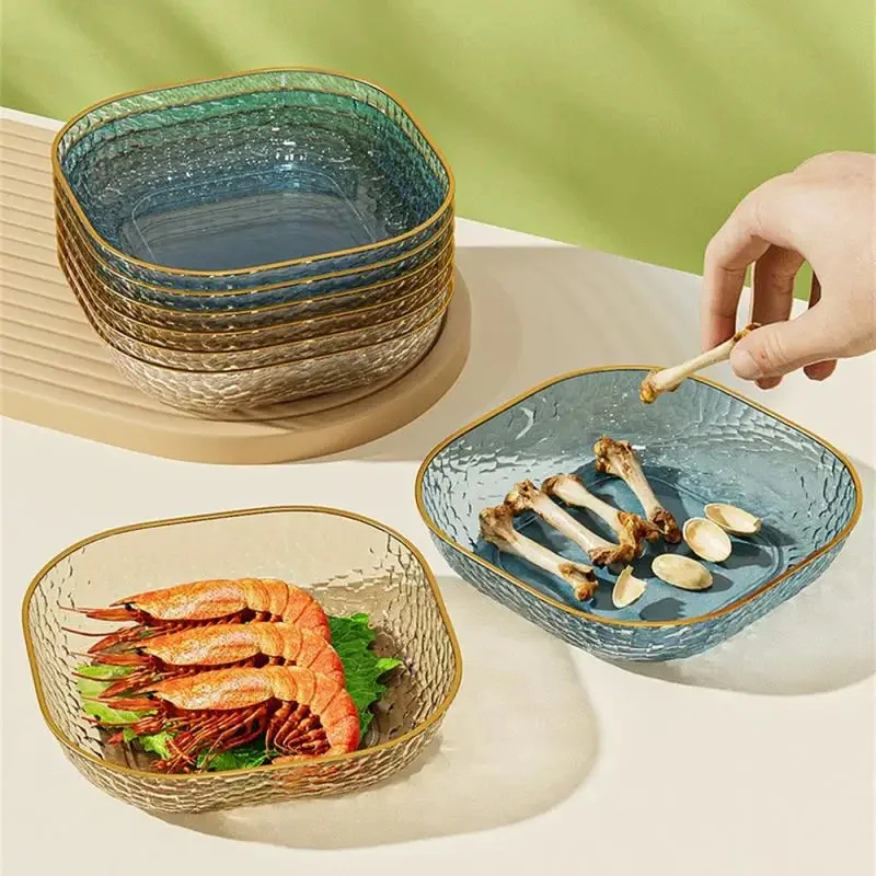

Transparent Fruit Plate Salad Dessert Snack Storage Tray Home Kitchen Tableware Multifunctional Bone Dish Holder Sets