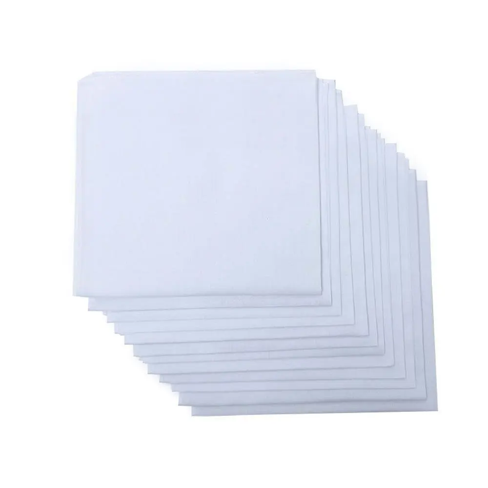 40x40cm  12pcs White 100% Cotton Napkins Reusable Napkin Handkerchief Cloth Diner Banquet Wedding Party Home Table Decorations