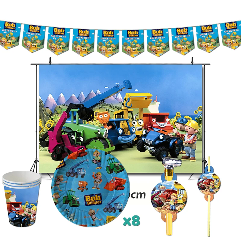 

Bob the Builder Birthday Party Decorations, TV Show Theme, Favors Supplies, Banner, Cups, Straws for Toddlers