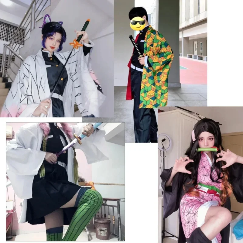 Anime Cosplay Costumes Kimono Cloak Halloween Cape Women Adult Man Children Kids Wig Uniform Clothes Nezuko Shinobu Mitsuri