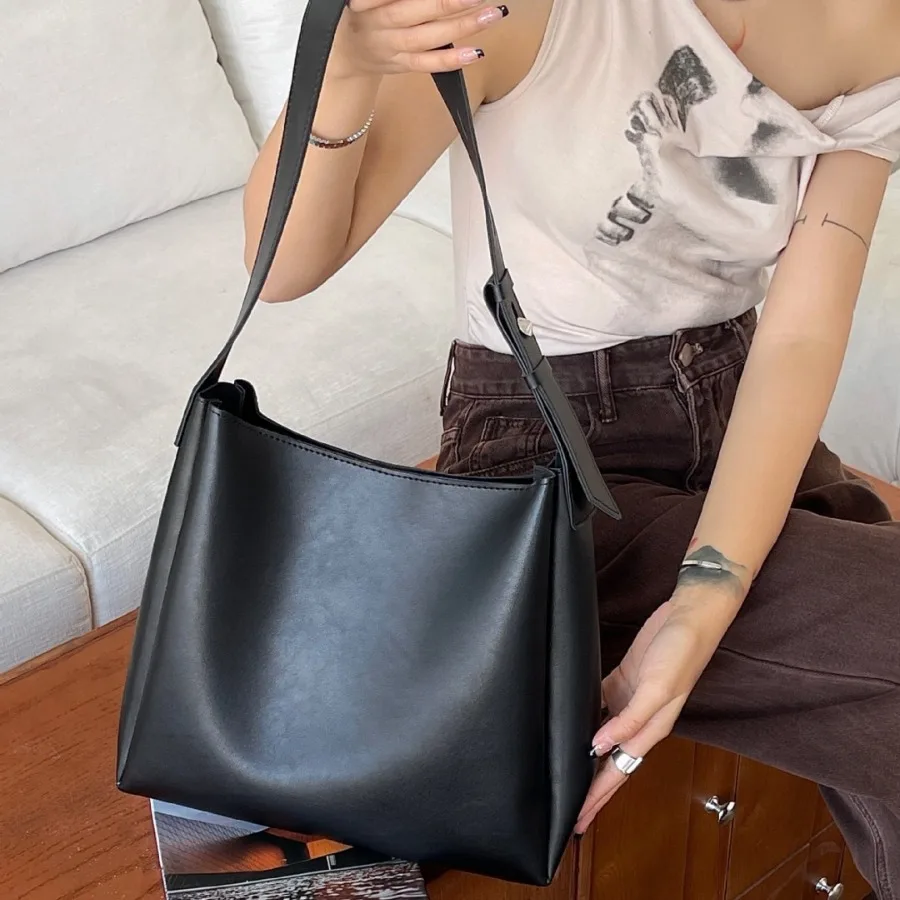 Leather Shoulder Bags Women 2pcs Solid Korean Fashion Handbags Office Lady Large Capacity Outdoor Portable Tote Bag Purse Bolsos