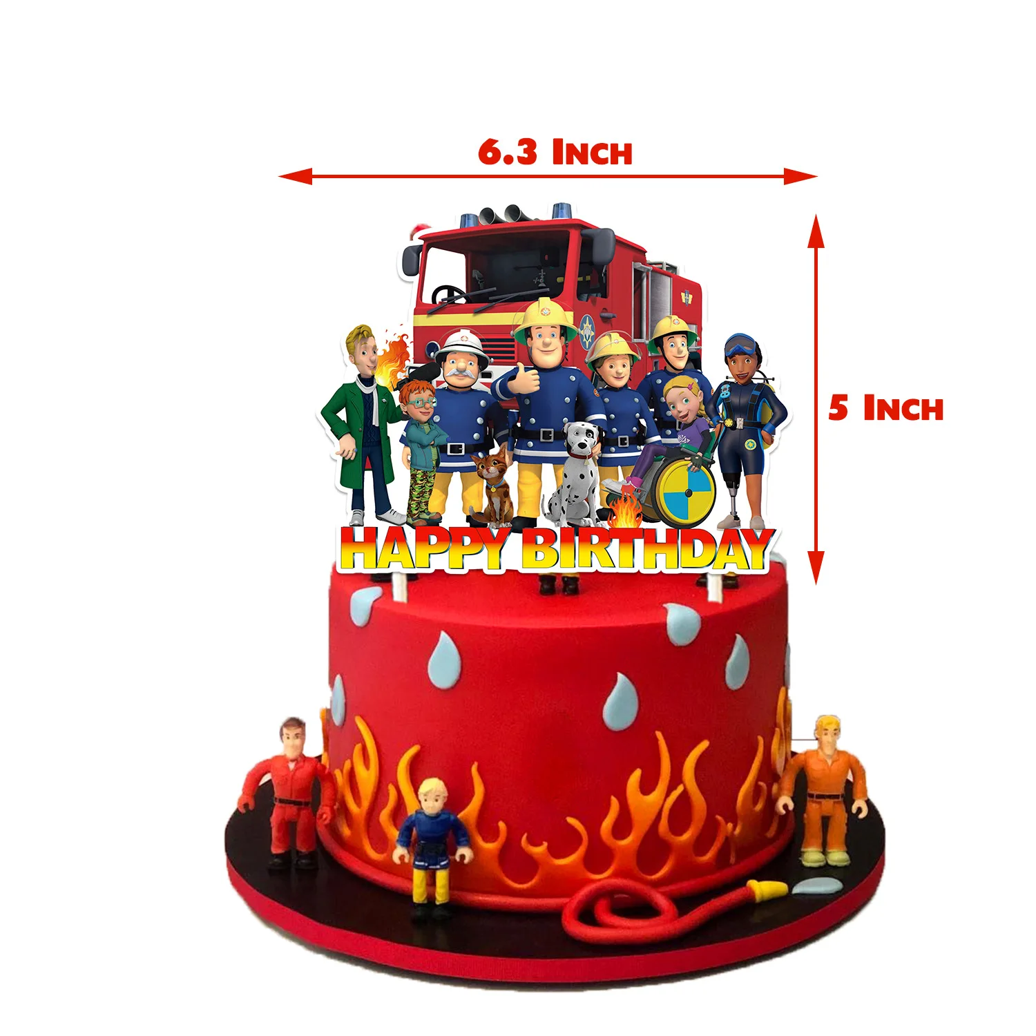 Fireman Sams Theme Birthday Party Supplies Decor Fire Truck Balloon Banner Backdrop Cake Supplies Banner KIds Baby Shower Gifts