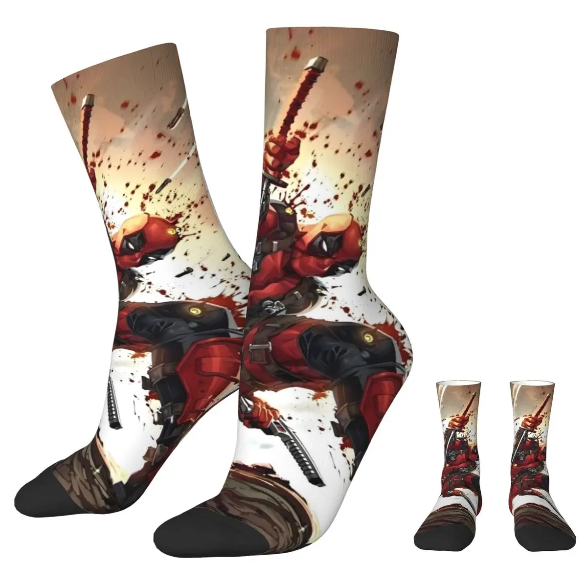 

Носки мужские и женские в стиле супергероев Дэдпула, смешные аниме носки с героями мультфильмов, чулки средней длины в подарок, весна-лето-осень-зима