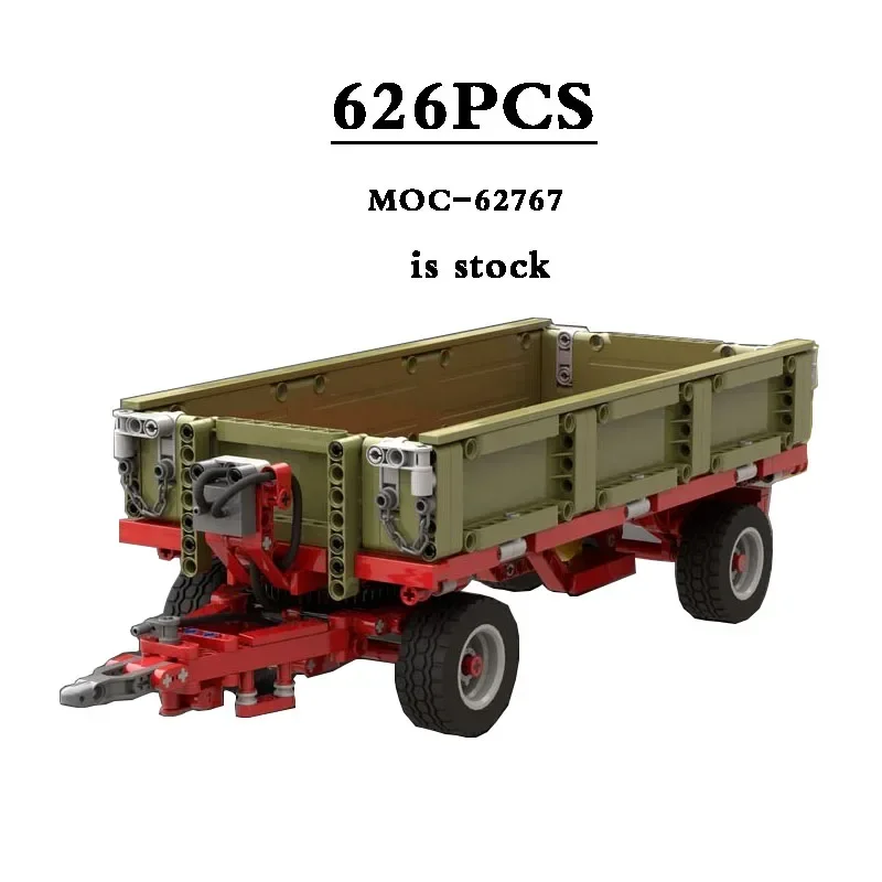 

Three-way Dump Truck with Towbar MOC-62767 Trailer Body 626pcs Mechanical Set Building Block Toy Model Kids DIY Christmas Gift