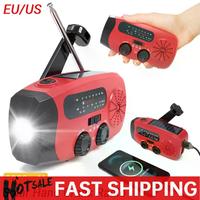 Portable Emergency Crank Radio FM/AM/WB Weather Radio with LED Flashlight Multifunctional Solar Power Radio for Outdoor Survival