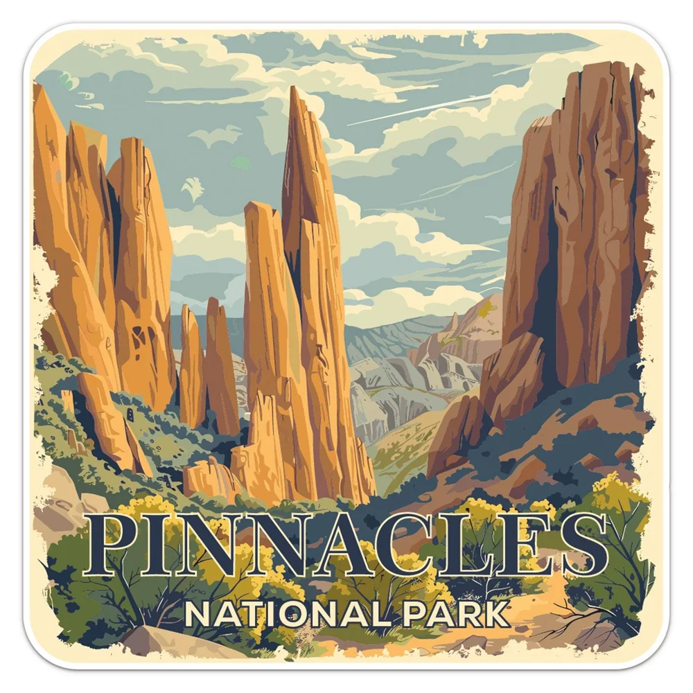 Vintage Pinnacles National Park Vinyl Car Sticker Self Adhesive Decal for Rear Window and Laptop Exterior Decoration