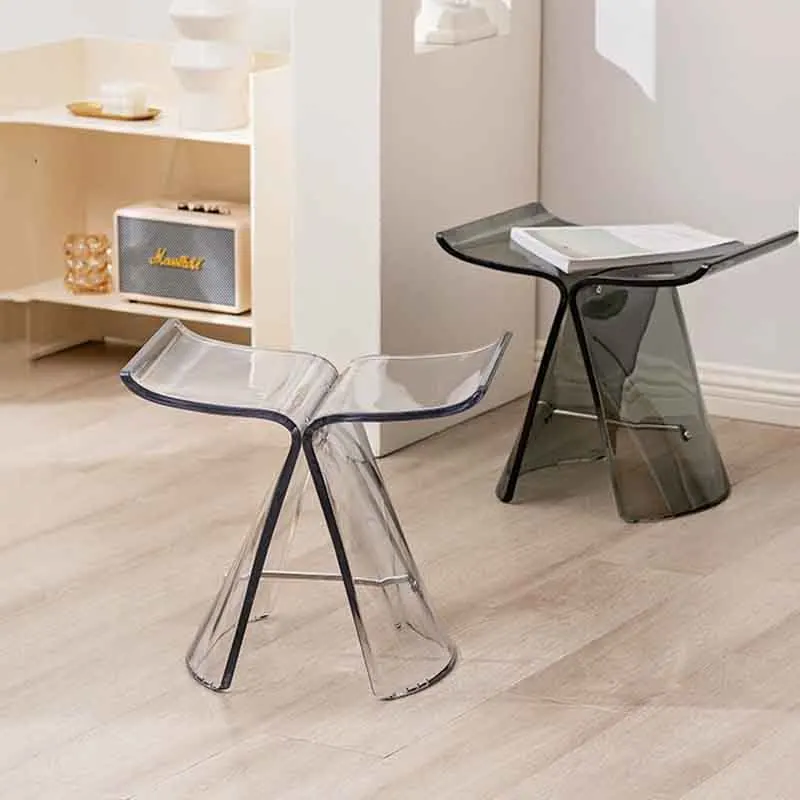 

Nordic Furniture Transparent Acrylic Butterfly Stool Porch Shoe Changing Stool Bedroom Dressing Stool Home Leisure Chair Seat