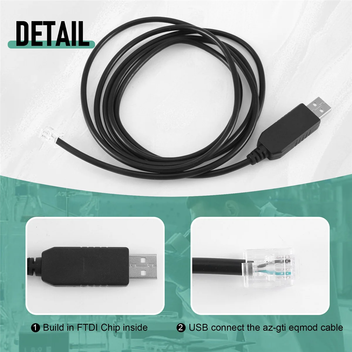 B51C USB إلى Rj11 Rj12 6P4C محول كابل التحكم التسلسلي كابل EQMOD لـ Az-Gti Mount Pc Connect لكابل التحكم اليدوي، 1.8 متر