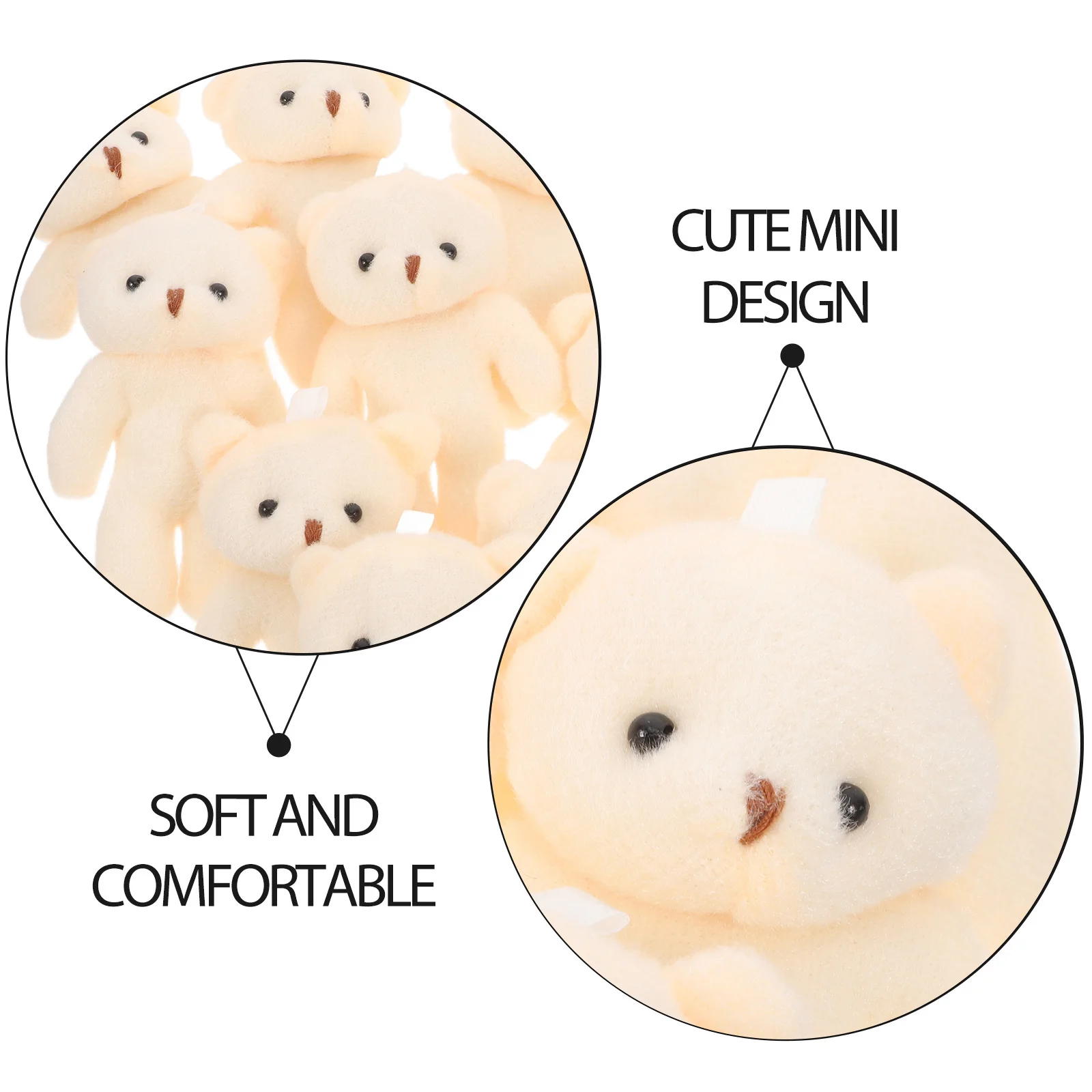 아기용 걸이식 곰 장난감, 미니 박제 동물, 부드러운 만화, 베이지색, 토끼, 10 개