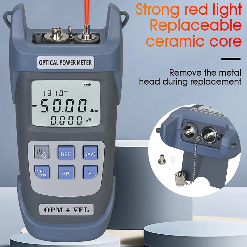 Comptyco AUA-G510B tudo-em-um medidor de potência óptica localizador visual de falhas led ftth ferramenta de teste testador de fibra 1/10/15/20/30/50mw vfl