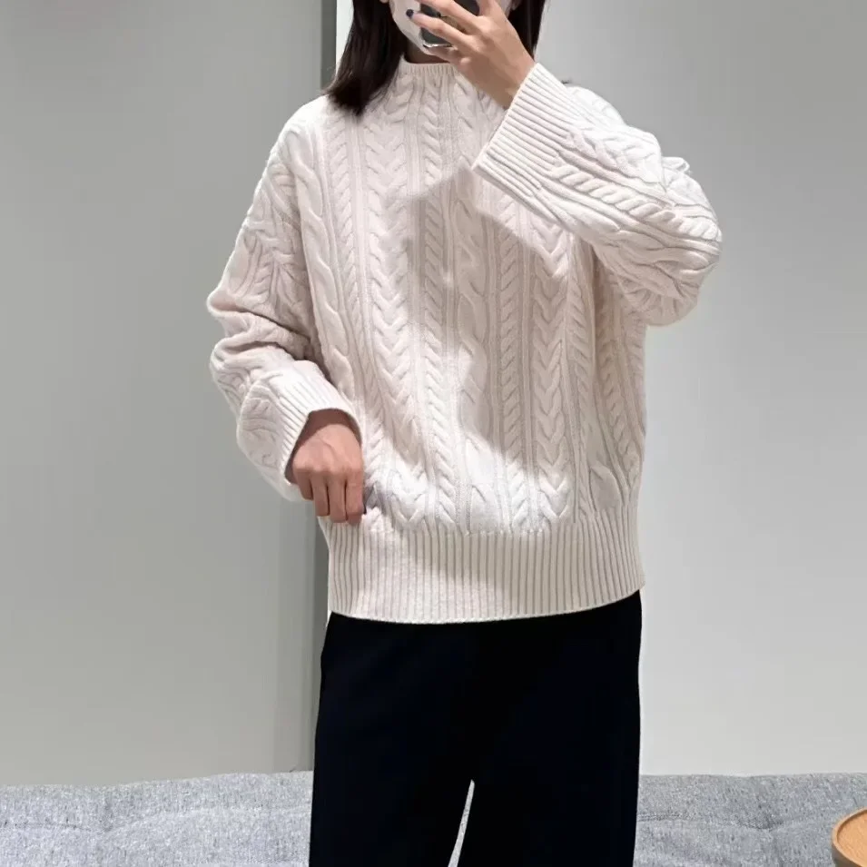 

Women's semi-turtleneck long-sleeved twisted knitted sweater new in autumn and winter 41A