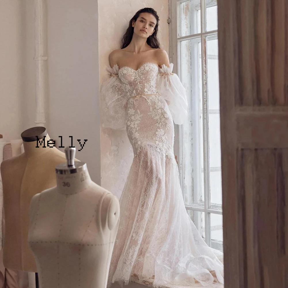 

Corset Ivory Wedding Dresses for Women Mermaid Bridal Gowns with Lace Soft Tulle 2024 Summer Lace Robe De Soirée Zipper Back