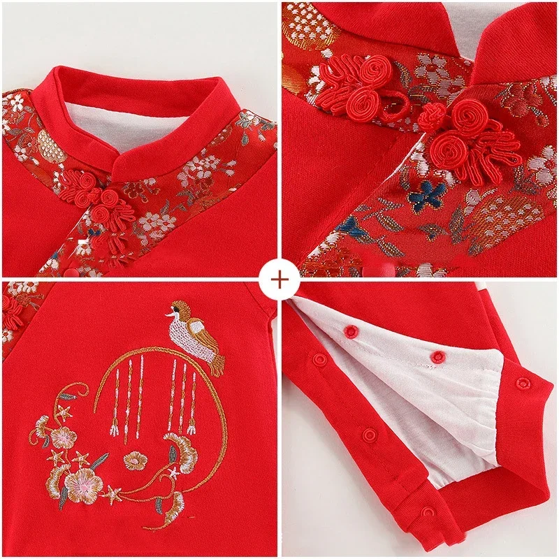 الوليد الطفل الصينية التقليدية Hanfu الكونغ فو التطريز تانغ دعوى طويلة الأكمام السنة الجديدة الزي القطن معهد الكونفوشيوس MN3