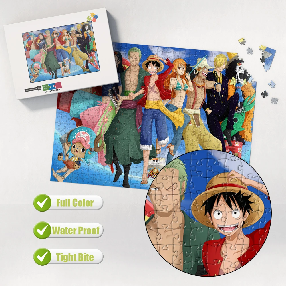 One Piece Anime Jigsaw Puzzles for Kids/adult 200/300/500/1000/1500 Pieces Parent-Child Family Interactive Games Montessori Toys