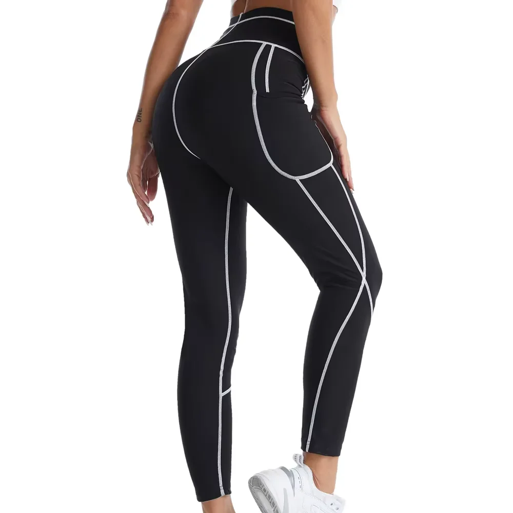 Leggings de fitness taille haute pour femmes, pantalon moulant, sauna, perte de poids, vêtements en néoprène imbibé