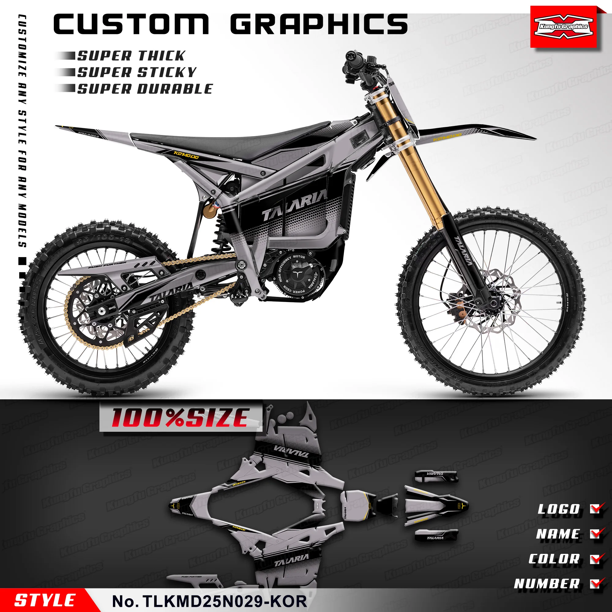 

Комплект графических наклеек для мотоцикла KUNGFU GRAPHICS для TALARIA KOMODO, ремонт, TLKMD25N029-KOR